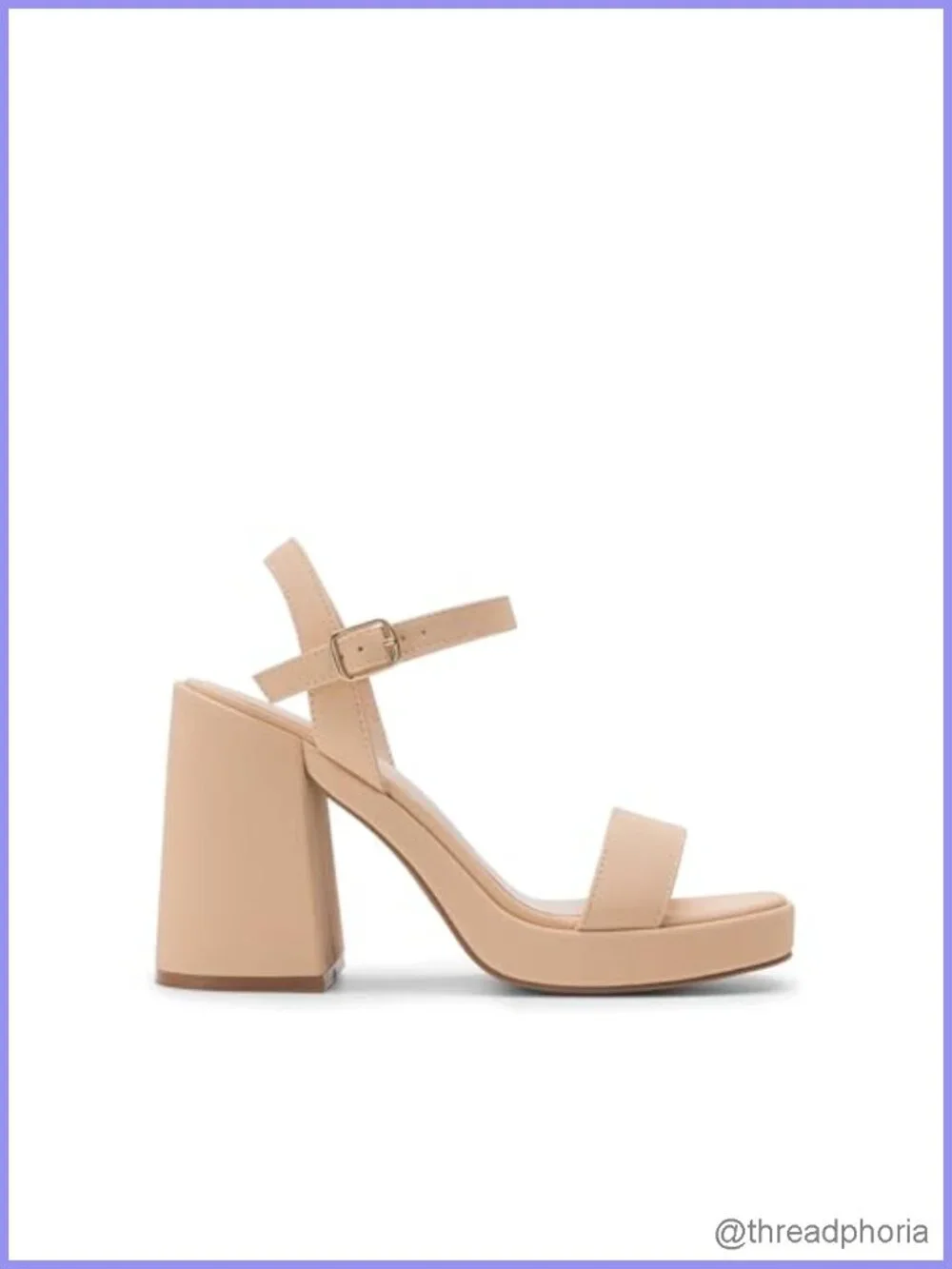 Women's Block Heel Platform Sandals Faux Leather Ankle Strap Open Toe